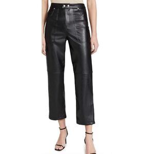 BLANKNYC Baxter Ribcage Pants Track Record Black Faux Leather SZ 30 NWT $98